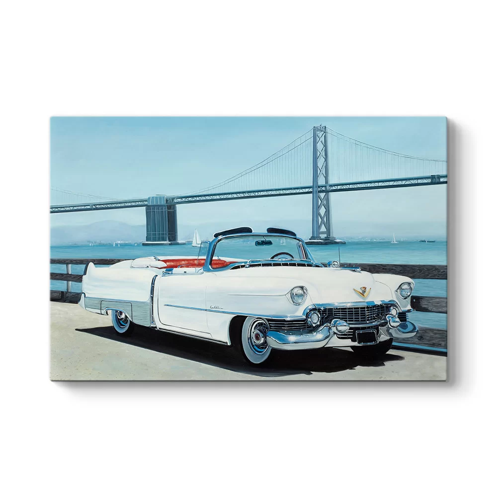 Klasik  Beyaz Cadillac Tablosu - Model 1